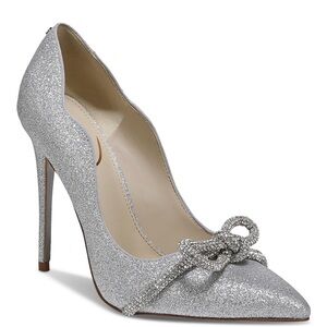 Sam Edelman Deela Silver Glitter Bow Pumps — Size 6.5 M